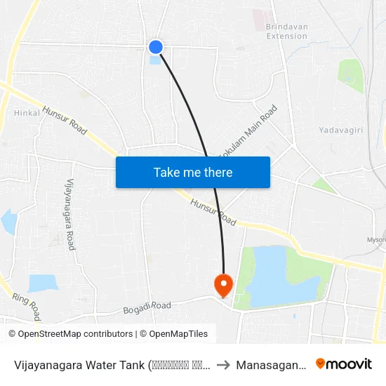Vijayanagara Water Tank (ವಿಜಯನಗರ ವಾಟರ್ ಟ್ಯಾಂಕ್) to Manasagangothri map