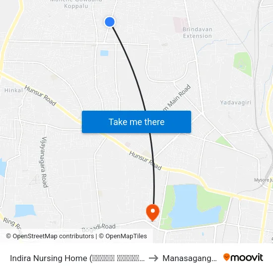 Indira Nursing Home (ಇಂದಿರಾ ನರ್ಸಿಂಗ್ ಹೋಮ್) to Manasagangothri map