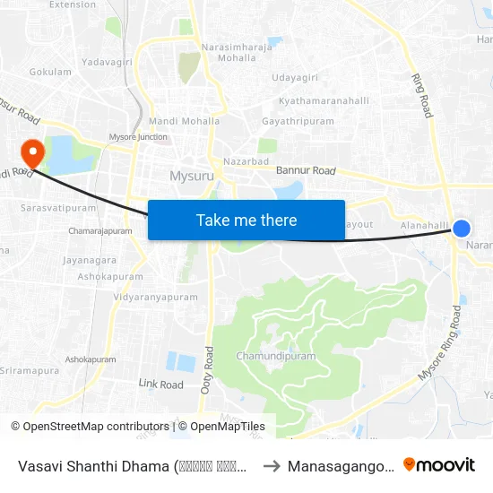 Vasavi Shanthi Dhama (ವಾಸವಿ ಶಾಂತಿ ಧಾಮ) to Manasagangothri map