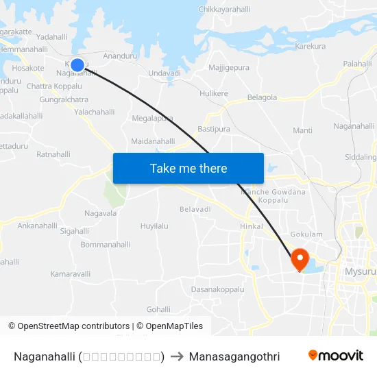 Naganahalli (ನಾಗನಹಳ್ಳಿ) to Manasagangothri map