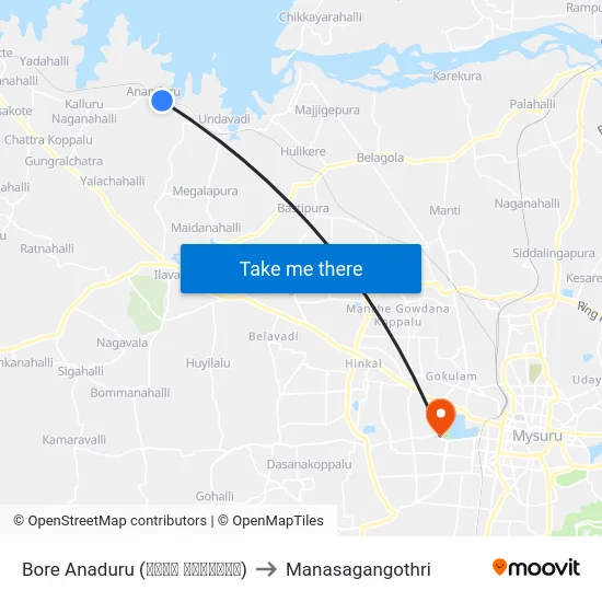 Bore Anaduru (ಬೋರ್‌ ಆನಂದೂರು) to Manasagangothri map
