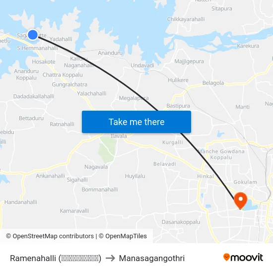Ramenahalli (ರಾಮೇನಹಳ್ಳಿ) to Manasagangothri map