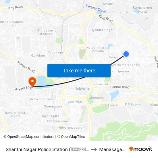 Shanthi Nagar Police Station (ಶಾಂತಿನಗರ ಪೋಲೀಸ್ ಸ್ಟೇಷನ್) to Manasagangothri map