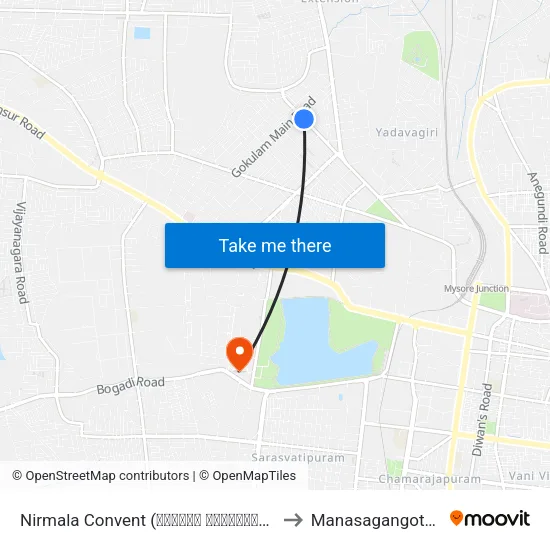 Nirmala Convent (ನಿರ್ಮಲ ಕಾನ್ವೆಂಟ್) to Manasagangothri map