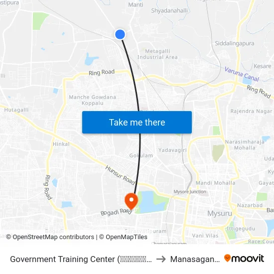 Government Training Center (ಸರ್ಕಾರಿ ತರಬೇತಿ ಕೇಂದ್ರ) to Manasagangothri map