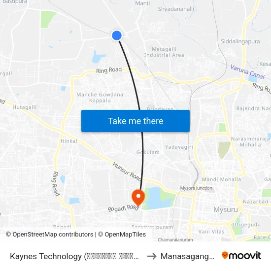 Kaynes Technology (ಕಾಯ್ನೆಸ್ ಟೆಕ್ನಾಲಜೀಸ್) to Manasagangothri map