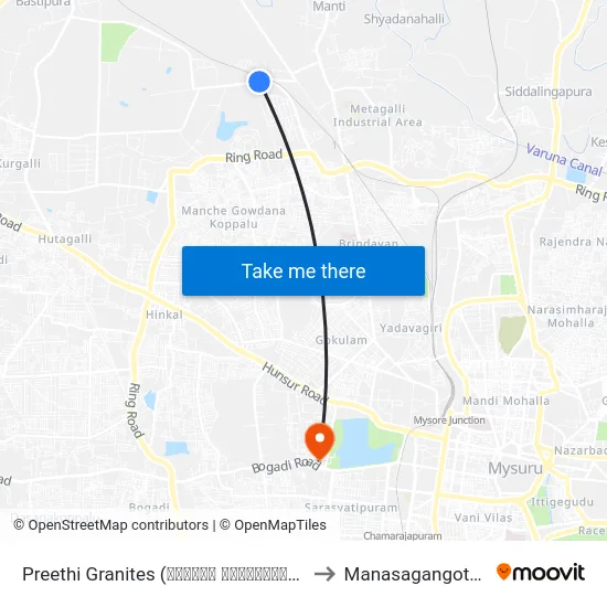 Preethi Granites (ಪ್ರೀತಿ ಗ್ರಾನೈಟ್ಸ್) to Manasagangothri map