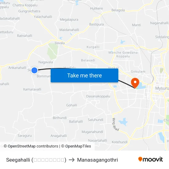 Seegahalli (ಸೀಗಹಳ್ಳಿ) to Manasagangothri map