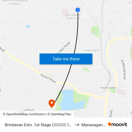 Brindavan Extn. 1st Stage (ಬೃಂದಾವನ ಬಡಾವಣೆ 1ನೇ ಹಂತ) to Manasagangothri map
