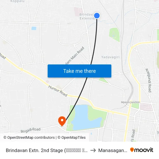 Brindavan Extn. 2nd Stage (ಬೃಂದಾವನ ಬಡಾವಣೆ 2ನೇ ಹಂತ) to Manasagangothri map
