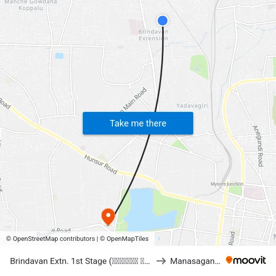 Brindavan Extn. 1st Stage (ಬೃಂದಾವನ ಬಡಾವಣೆ 1ನೇ ಹಂತ) to Manasagangothri map