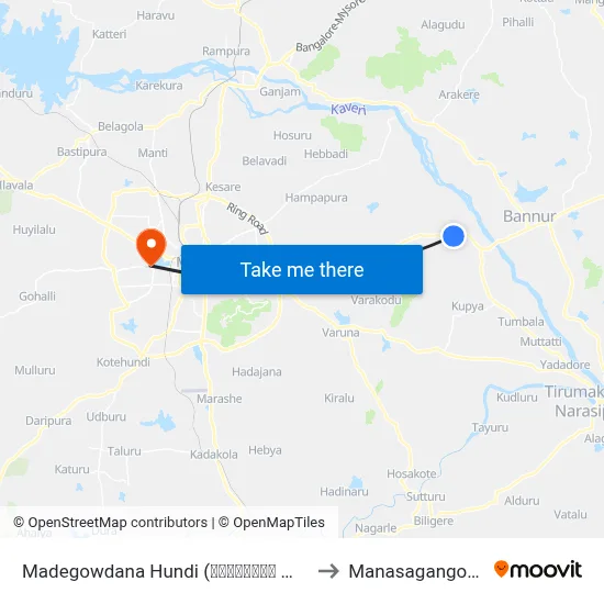 Madegowdana Hundi (ಮಾದೇಗೌಡನ ಹುಂಡಿ) to Manasagangothri map