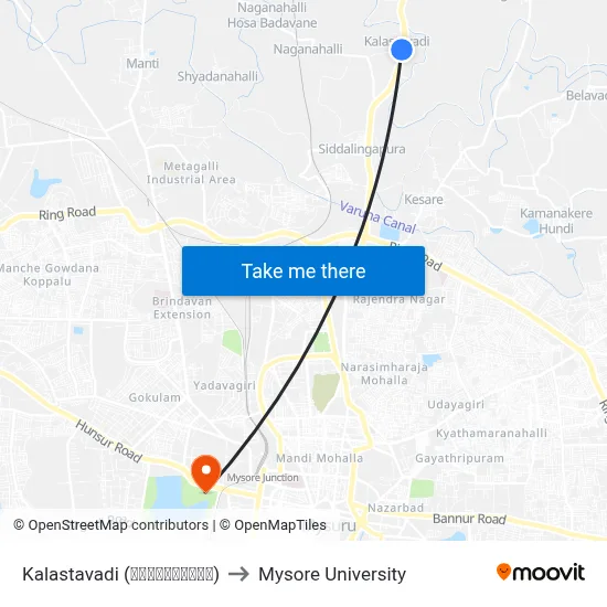 Kalastavadi (ಕಾಳಸ್ತವಾಡಿ) to Mysore University map