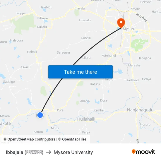 Ibbajala (ಇಬ್ಬಜಾಲ) to Mysore University map