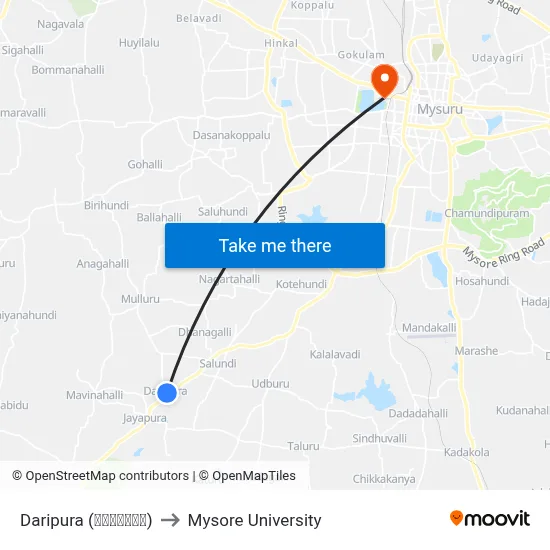 Daripura (ದಾರಿಪುರ) to Mysore University map