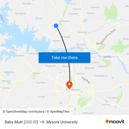 Baby Mutt (ಬೇಬಿ ಮಠ) to Mysore University map