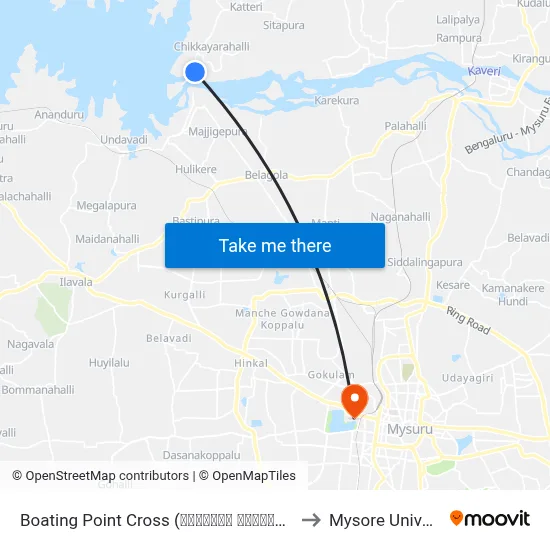 Boating Point Cross (ಬೋಟಿಂಗ್ ಪಾಯಿಂಟ್ ಕ್ರಾಸ್) to Mysore University map