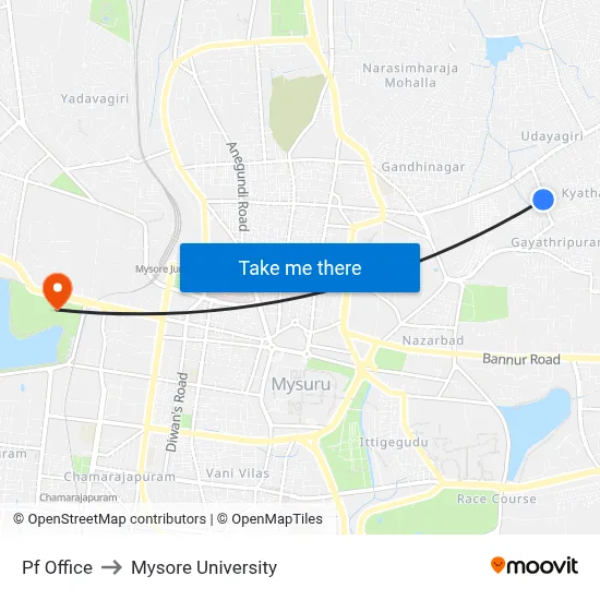 Pf Office to Mysore University map