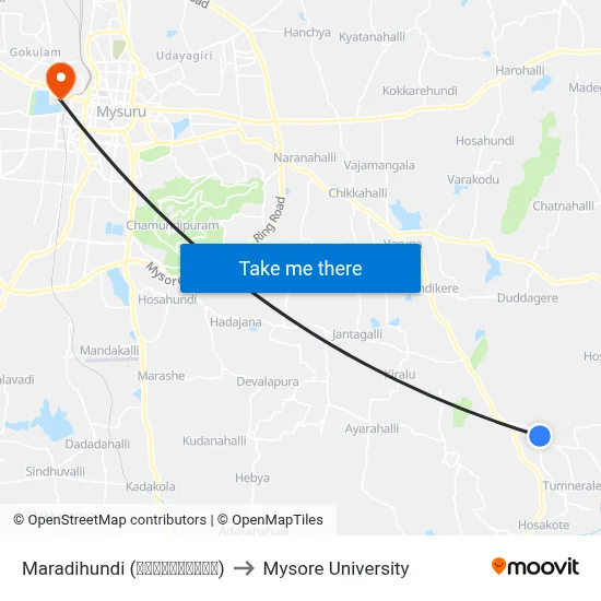 Maradihundi (ಮರಾದಿಹುಂಡಿ) to Mysore University map
