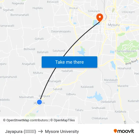 Jayapura (ಜಯಪುರ) to Mysore University map