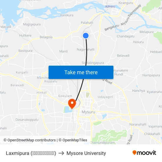 Laxmipura (ಲಕ್ಷ್ಮೀಪುರ) to Mysore University map