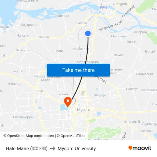 Hale Mane (ಹಳೇ ಮನೆ) to Mysore University map
