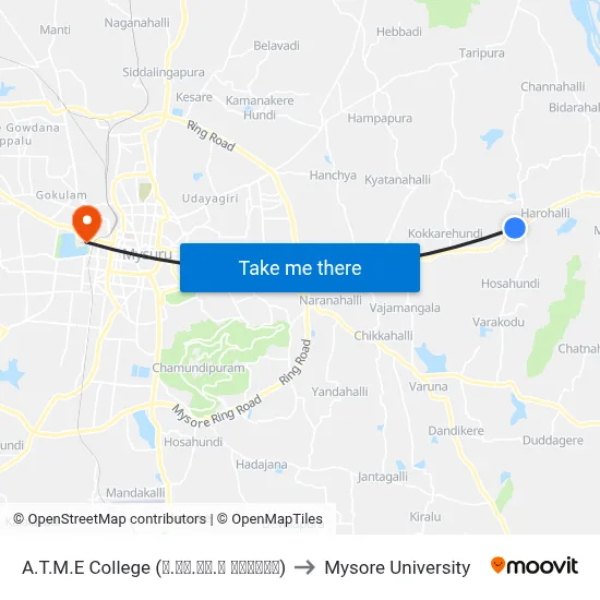 A.T.M.E College (ಎ.ಟಿ.ಎಂ.ಇ ಕಾಲೇಜು) to Mysore University map