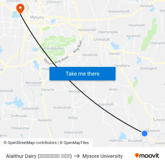 Alalthur Dairy (ಅಳಾಳ್ತೂರು ಡೈರಿ) to Mysore University map