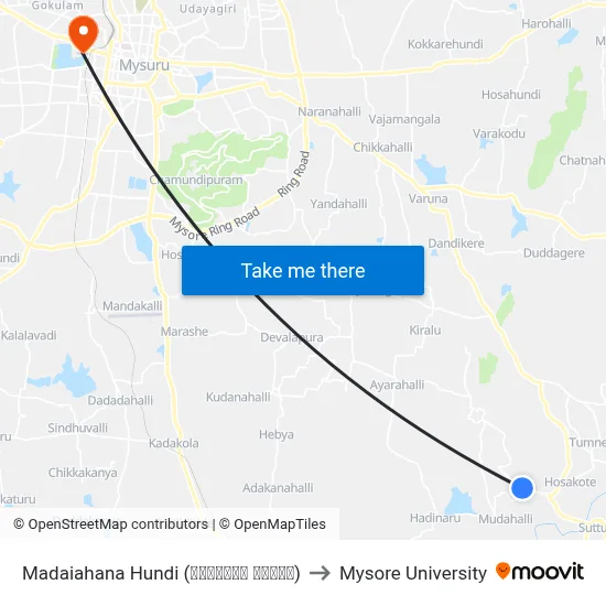 Madaiahana Hundi (ಮಾದಯ್ಯನ ಹುಂಡಿ) to Mysore University map
