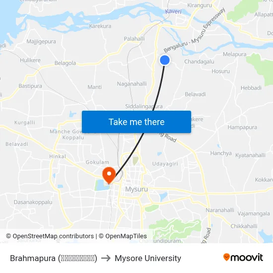 Brahmapura (ಬ್ರಹ್ಮಪುರ) to Mysore University map