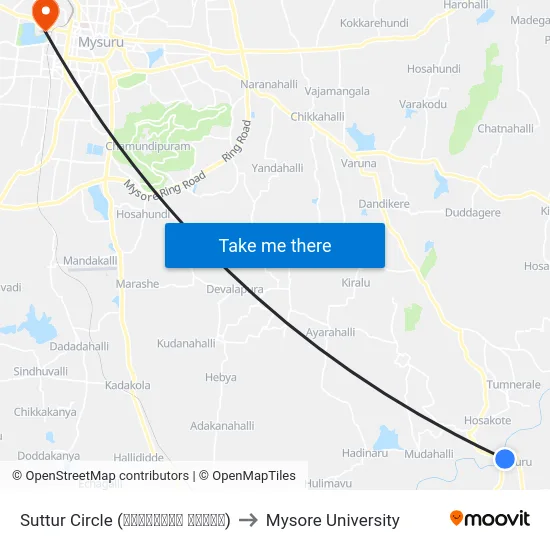 Suttur Circle (ಸುತ್ತೂರು ವೃತ್ತ) to Mysore University map