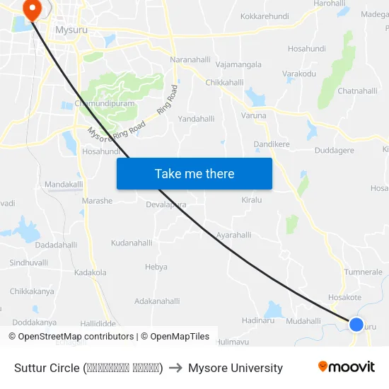 Suttur Circle (ಸುತ್ತೂರು ವೃತ್ತ) to Mysore University map