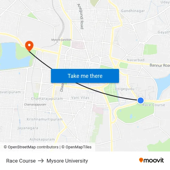 Race Course to Mysore University map