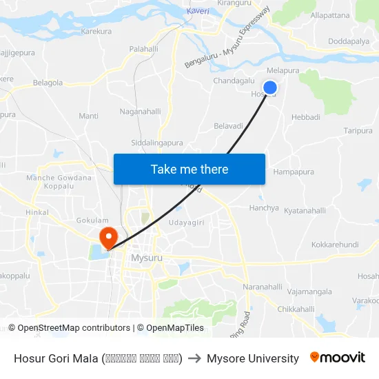 Hosur Gori Mala (ಹೊಸೂರು ಗೋರಿ ಮಾಲ) to Mysore University map