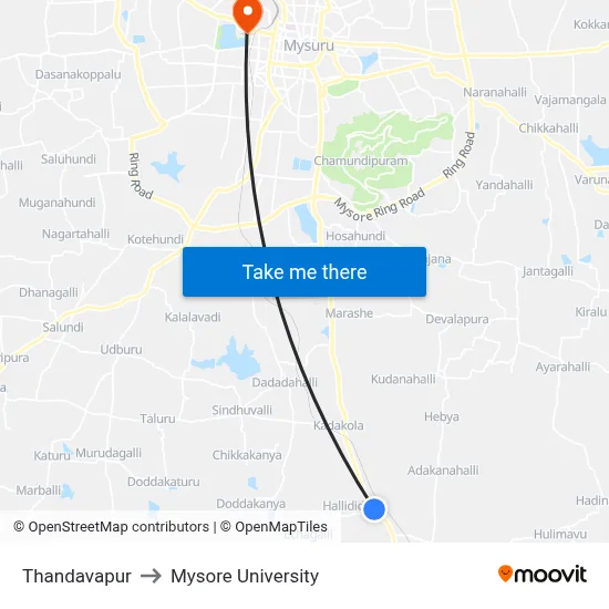 Thandavapur to Mysore University map