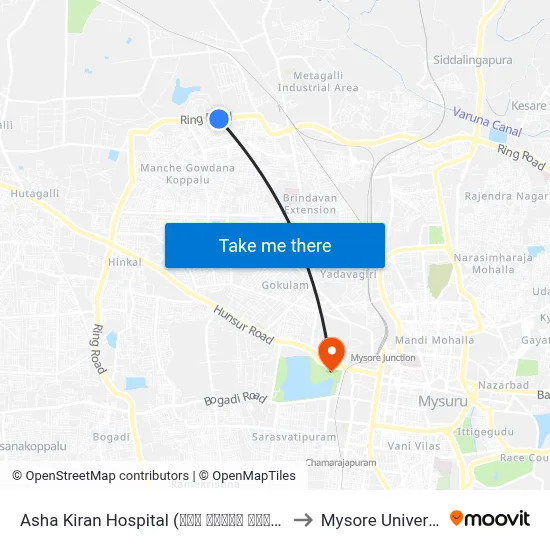 Asha Kiran Hospital (ಆಶಾ ಕಿರಣ್ ಆಸ್ಪತ್ರೆ) to Mysore University map