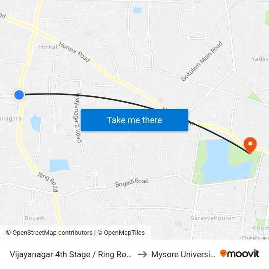 Vijayanagar 4th Stage / Ring Road to Mysore University map