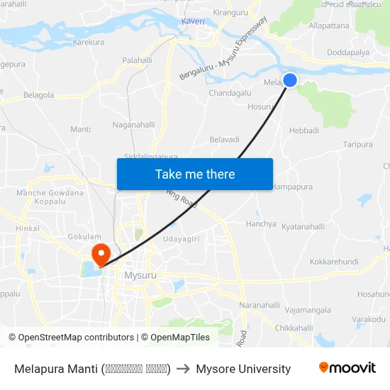 Melapura Manti (ಮೇಲಾಪುರ ಮಂಟಿ) to Mysore University map