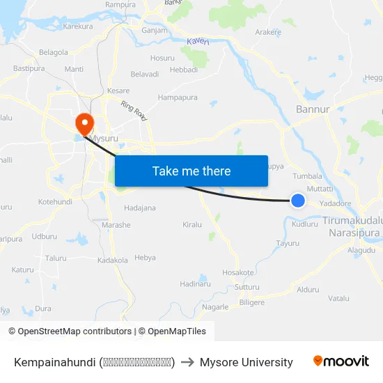 Kempainahundi (ಕೆಂಪಯ್ಯನಹುಂಡಿ) to Mysore University map