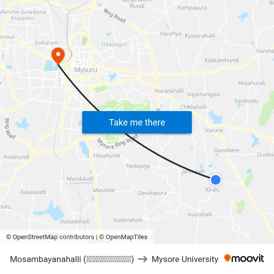 Mosambayanahalli (ಮೋಸಂಬಯನಹಳ್ಳಿ) to Mysore University map