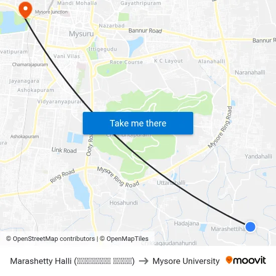 Marashetty Halli (ಮಾರಶೆಟ್ಟಿ ಹಳ್ಳಿ) to Mysore University map
