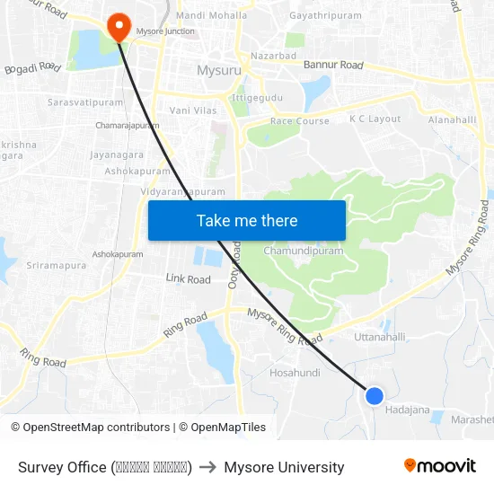 Survey Office (ಸರ್ವೇ ಕಛೇರಿ) to Mysore University map