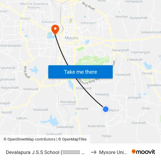 Devalapura J.S.S School (ದೇವಲಾಪುರ ಜೆ.ಎಸ್.ಎಸ್ ಶಾಲೆ) to Mysore University map