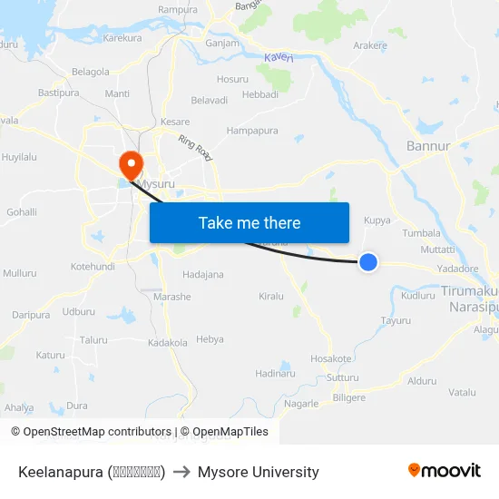 Keelanapura (ಕೀಲನಪುರ) to Mysore University map