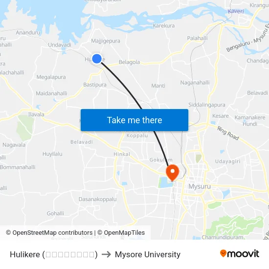 Hulikere (ಹುಳಿಕೆರೆ) to Mysore University map