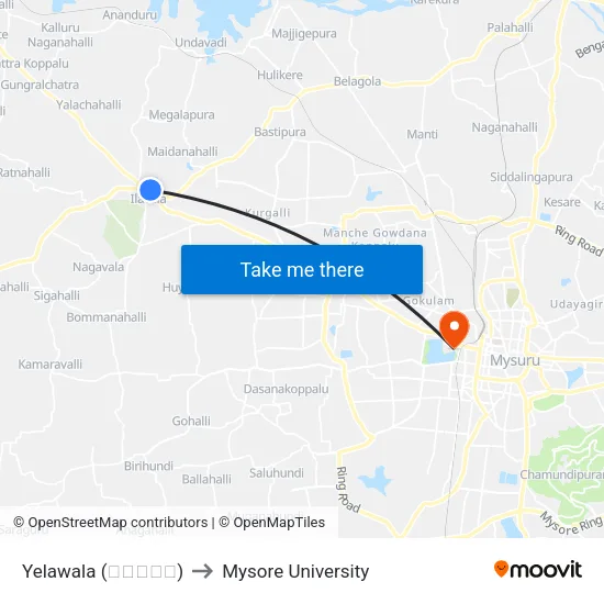 Yelawala (ಇಲವಾಲ) to Mysore University map