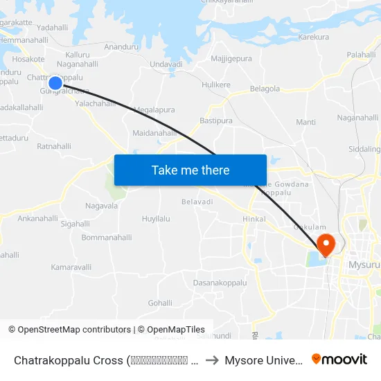 Chatrakoppalu Cross (ಛತ್ರಕೊಪ್ಪಲು ಕ್ರಾಸ್) to Mysore University map