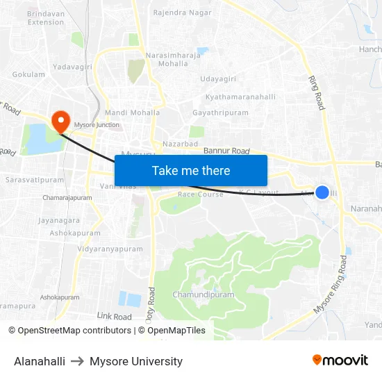 Alanahalli to Mysore University map
