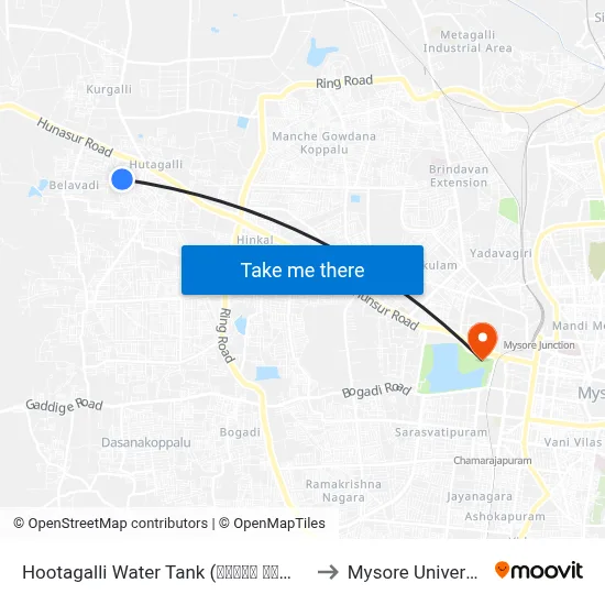 Hootagalli Water Tank (ವಾಟರ್ ಟ್ಯಾಂಕ್) to Mysore University map