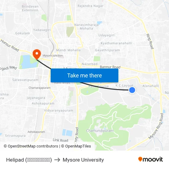 Helipad (ಹೆಲಿಪ್ಯಾಡ್) to Mysore University map
